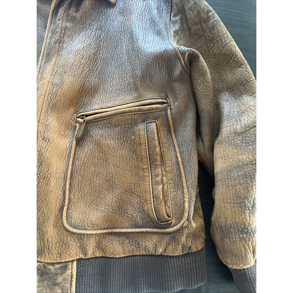 VTG Wilsons Men's Leather Jacket Size XL Brown Distressed Motorcycle Jacket - Picture 4 of 10